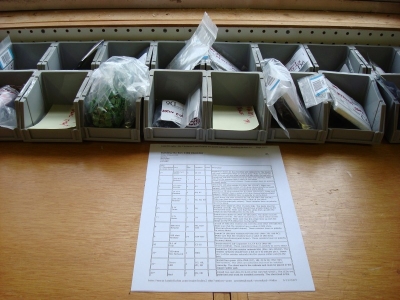Follow the check list and mark it off when a step is done.  Step 1, Bin 1.  Step 2, Bin 2....