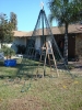 Installing lights between both sides keeps the weight even and the pole straight
